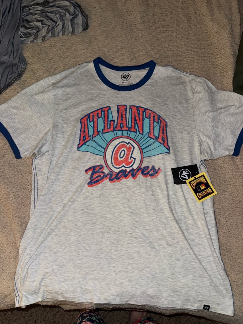 NWT 47 Atlanta Braves Heather Gray Ringer T-Shirt XXL